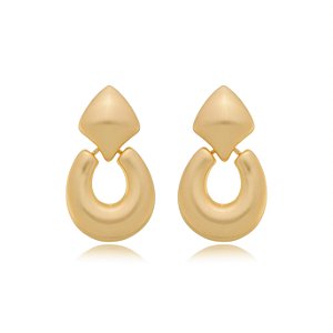 Brinco acetinado dourado banho em ouro 18k