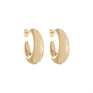 Brinco de argola dourado liso banho em ouro 18k