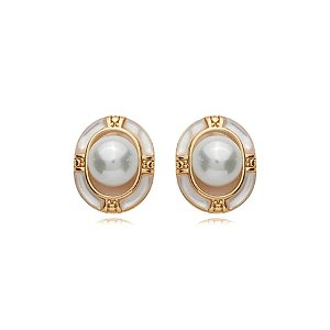 Brinco de base de perola banho em ouro 18k