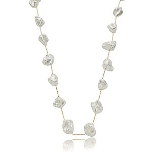 Colar de perola banho em ouro 18k