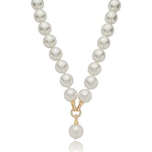 Colar de perola banho em ouro 18k