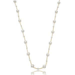 Colar de perola banho em ouro 18k