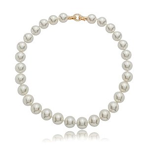 Colar de perola banho em ouro 18k