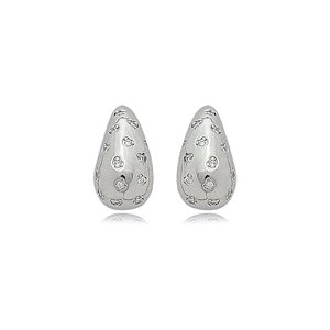 Brinco cravejado com zirconia cristal banho em rodio branco