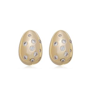 Brinco cravejado com zirconia cristal banho em ouro 18k