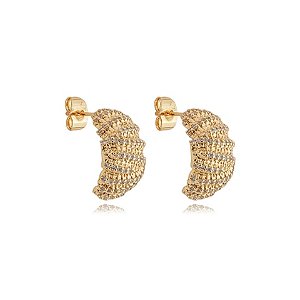 Brinco de argola cravejado de zirconia cristal banho em ouro 18k