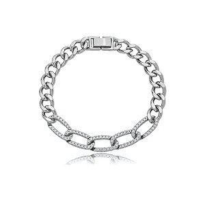 Pulseira cravejada com zirconia cristal banho em rodio branco
