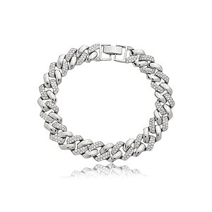 Pulseira cravejada com zirconia cristal banho em rodio branco