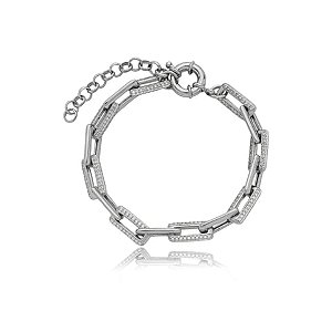 Pulseira cravejada com zirconia cristal banho em rodio branco