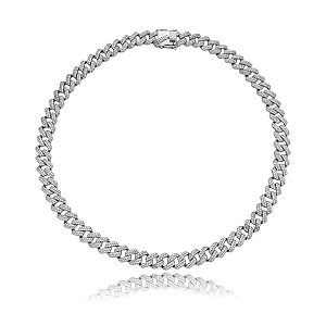 Colar cravejado de zirconia cristal banho em rodio branco