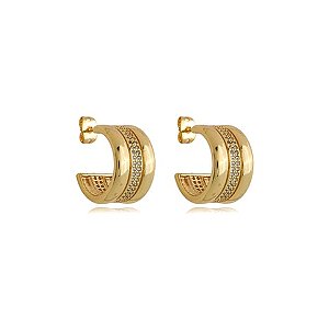 Brinco de argola com zirconia banho em ouro 18k