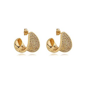 Brinco de argola com zirconia banho em ouro 18k