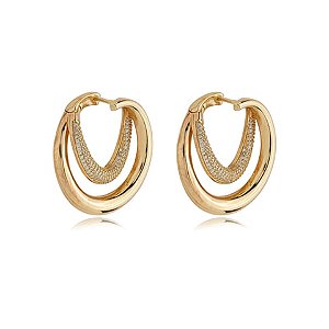 Brinco de argola com zirconia banho em ouro 18k