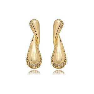 Brinco cravejado de zirconia cristal banho em ouro 18k