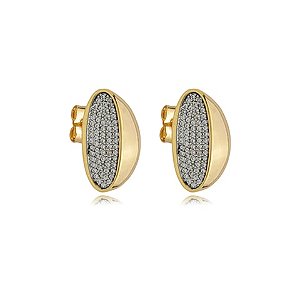 Brinco cravejado de zirconia cristal banho em ouro 18k