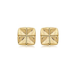 Brinco cravejado de zirconia cristal banho em ouro 18k