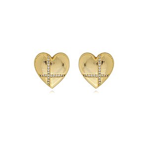 Brinco cravejado de zirconia cristal banho em ouro 18k