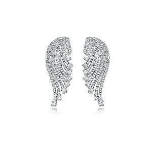Brinco cravejado de zirconia cristal banho em rodio branco