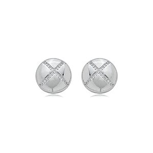 Brinco cravejado de zirconia cristal banho em rodio branco