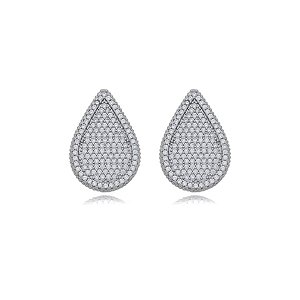 Brinco cravejado de zirconia cristal banho em ouro 18k