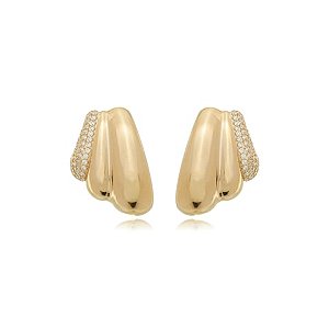 Brinco cravejado de zirconia cristal banho em ouro 18k