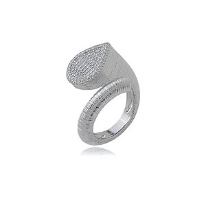 Anel com zirconia cristal banho em rodio branco