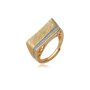 Anel dourado com zirconia cristal banho em ouro 18k