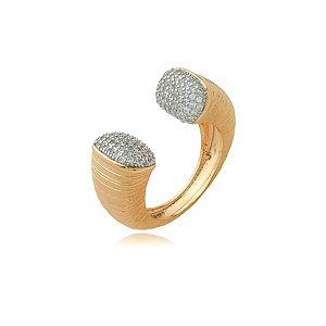 Anel dourado com zirconia cristal banho em ouro 18k