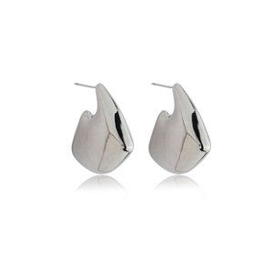 Brinco de argola liso banho em rodio branco