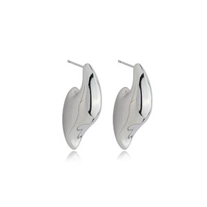 Brinco de argola liso banho em rodio branco