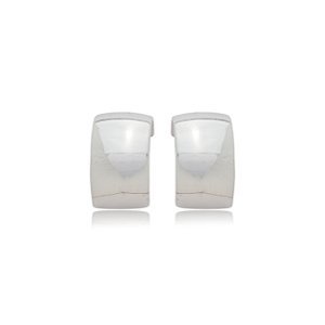 Brinco de argola liso banho em rodio branco