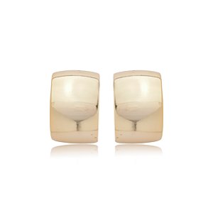 Brinco de argola liso banho em ouro 18k