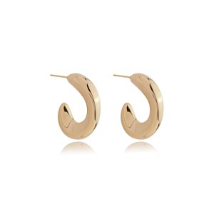 Brinco de argola liso banho em ouro 18k