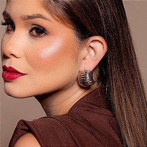 Brinco de argola liso banho em rodio branco