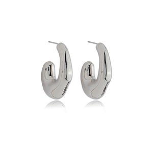 Brinco de argola liso banho em rodio branco