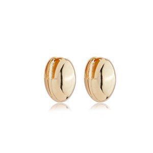 Brinco de argola liso banho em ouro 18k