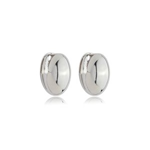 Brinco de argola liso banho em rodio branco