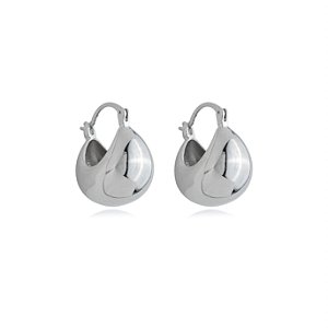 Brinco de argola liso banho em rodio branco