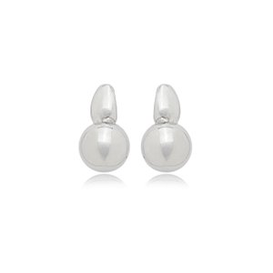 Brinco de argola liso banho em rodio branco
