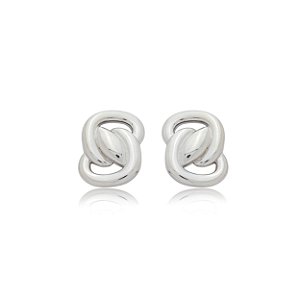 Brinco liso banho em rodio branco