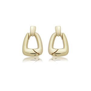 Brinco liso banho em ouro 18k