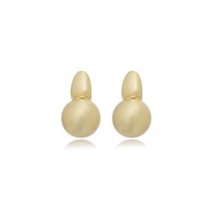 Brinco liso acetinado banho em ouro 18k