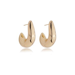 Brinco de argola liso banho em ouro 18k