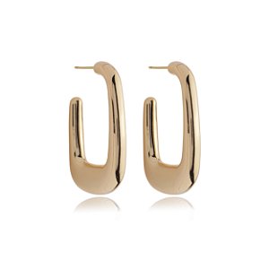 Brinco de argola liso banho em ouro 18k