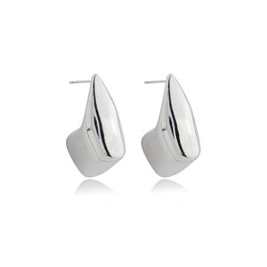 Brinco de argola liso banho em rodio branco