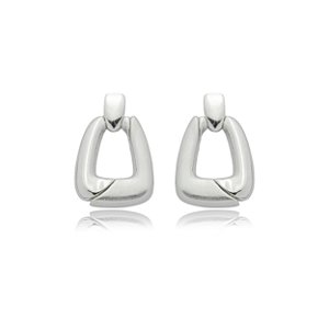 Brinco  liso acetinado banho em rodio branco