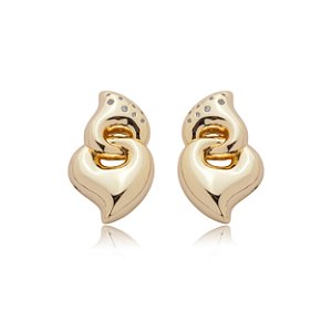 Brinco cravejado de zirconia cristal banho em ouro 18k