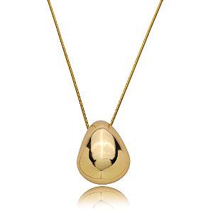 Colar dourado liso com pingente banho em ouro 18k