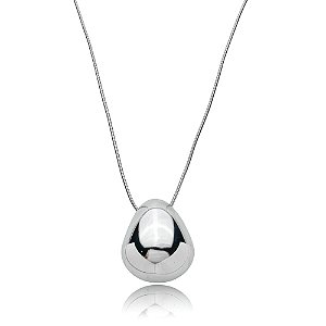 Colar liso com pingente banho em ouro 18k