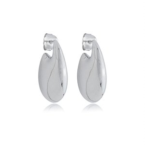 Brinco de argola liso banho em rodio branco